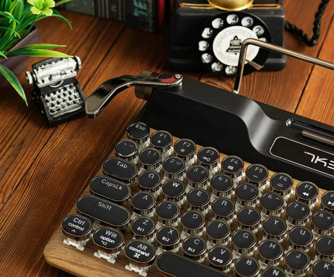 Механическая беспроводная клавиатура 7KEYS TW1868 Retro Typewriter Keyboard